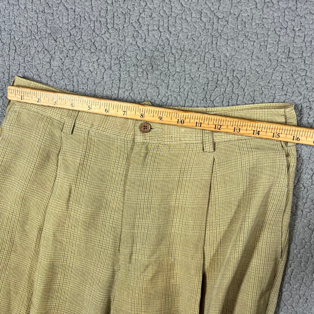 ommy Bahama Pants Mens 36 (32x31) Relaxed Tan Plaid Pleated Tencel Trousers - Picture 10 of 14